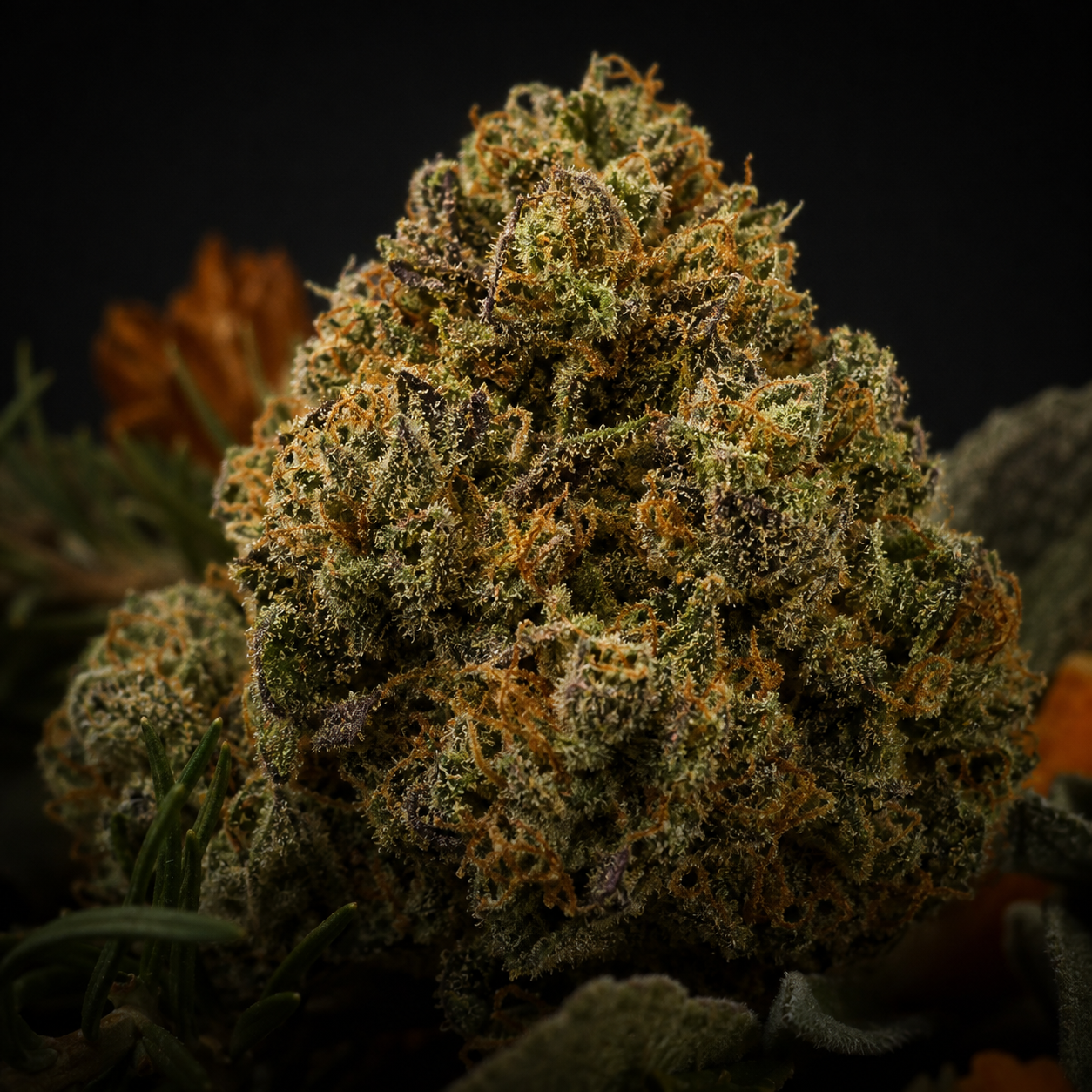 Cannabis flower showing trichomes and natural aroma characteristics